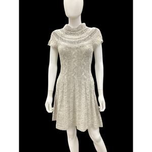 Free People Dress Women’s Size S Nordic Night Knit Cap Sleeve Wool Blend Gray